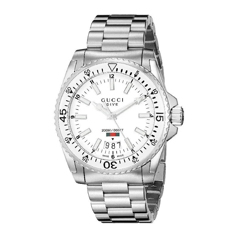 Men's Quartz Chronograph Watches-Gucci Men's YA136302 Dive Stainless Steel Watch