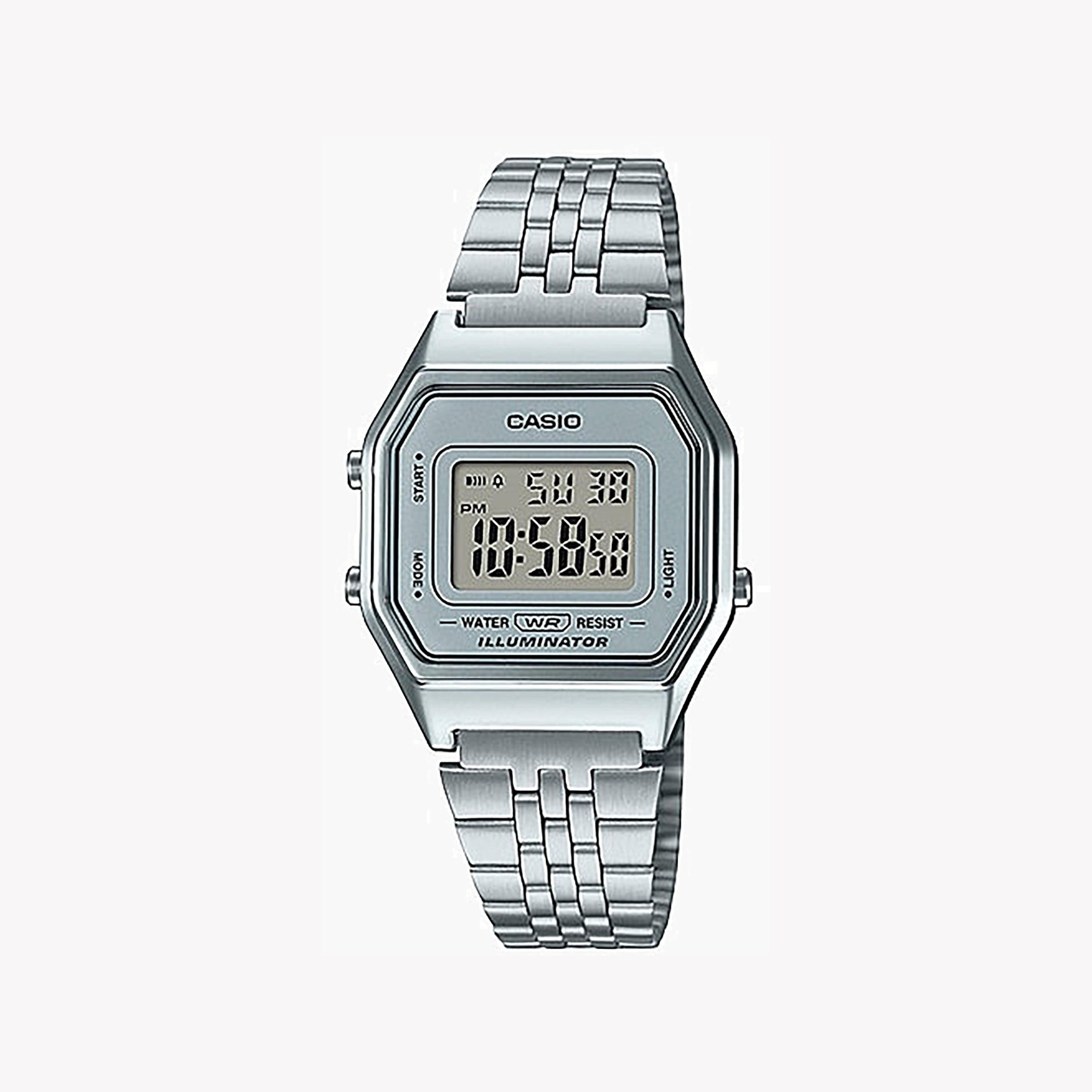 Men's Digital Watches with Smart Features-Casio Unisex Silver Watch, Resin Case | LA680WA-7DF
