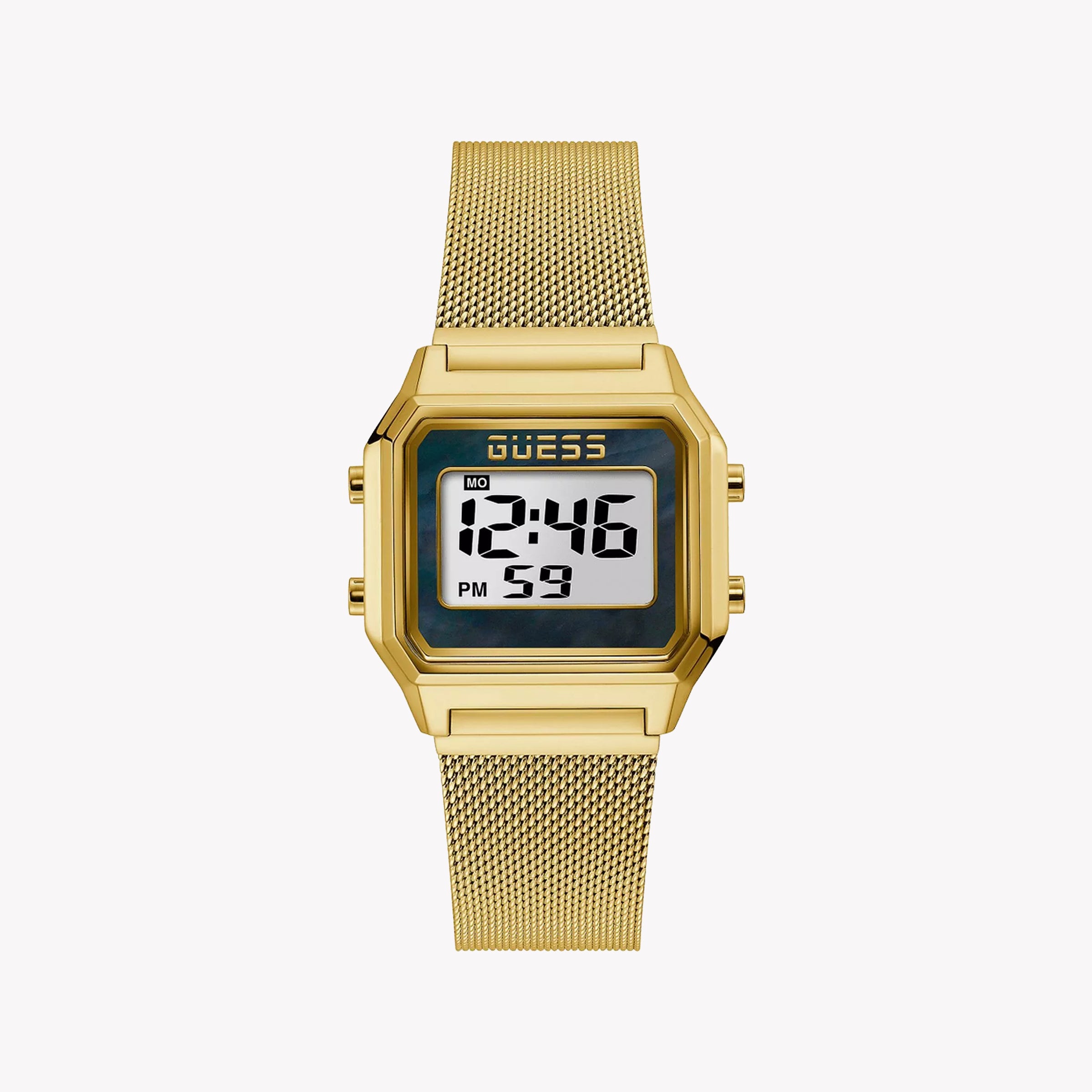 Men's Digital Watches for Fitness Tracking-GUESS Women's Gold Stainless Steel Watch, Digital Dial | GW0343L2