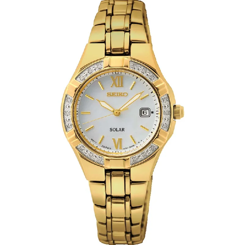 Men's Seiko Automatic Wind Style Watches-Seiko SUT428P Solar Diamond Set