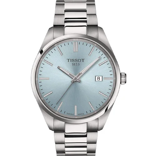 Women's Heritage Watches for Workouts-Tissot T-Classic Ice Blue Dial Men 40mm T1504101135100