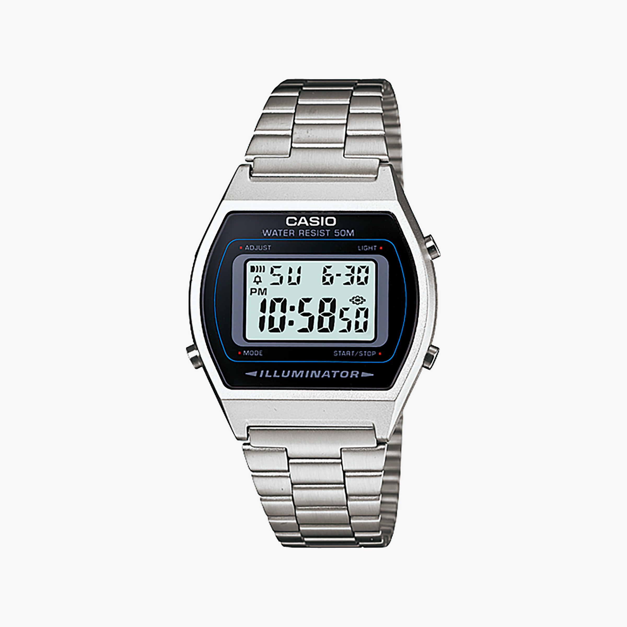Men's Digital Watches for Workouts-Casio Men's Silver Resin Watch, Digital Display | B-640WD-1AVDF