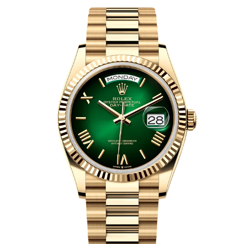 Women's Rolex Smart Design Watches-Rolex Day-Date 128238 Green Ombre Roman