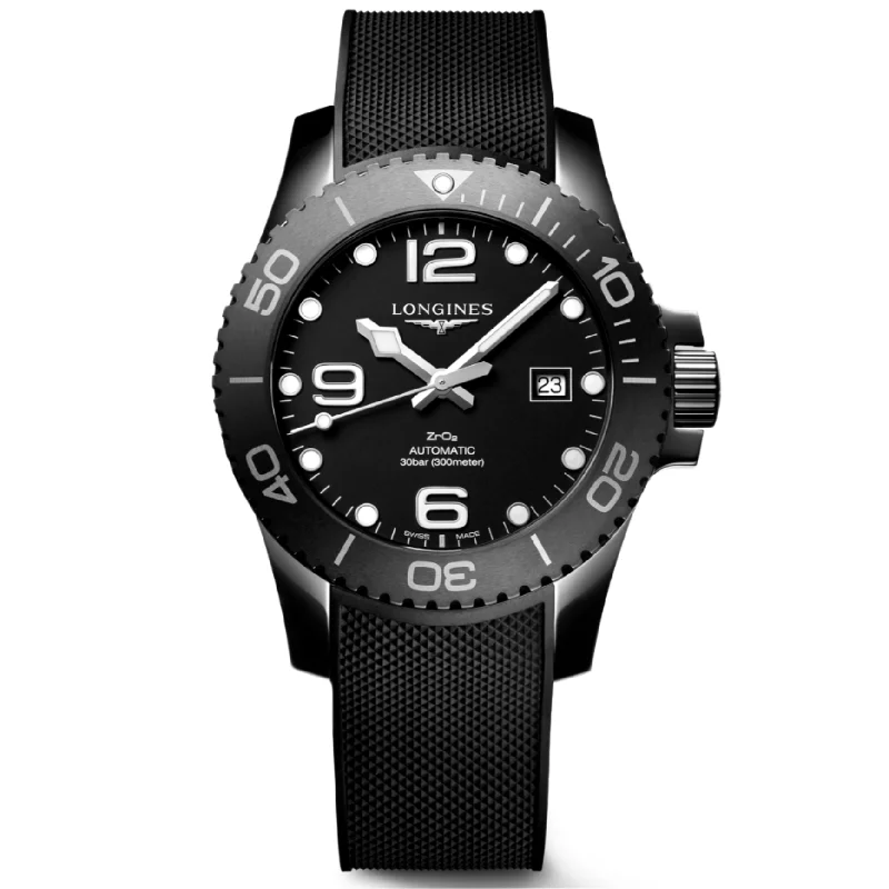 Women's Pilot Watches with Advanced Navigation-Longines Hydroconquest Matt Black Dial Men 43mm