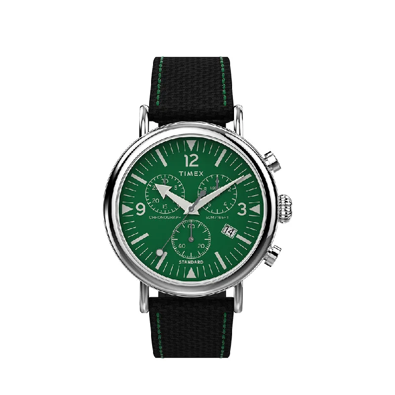 Men's Chronograph Watches with Dual Time Zones-Timex Standard Multifunction 41mm Fabric Band