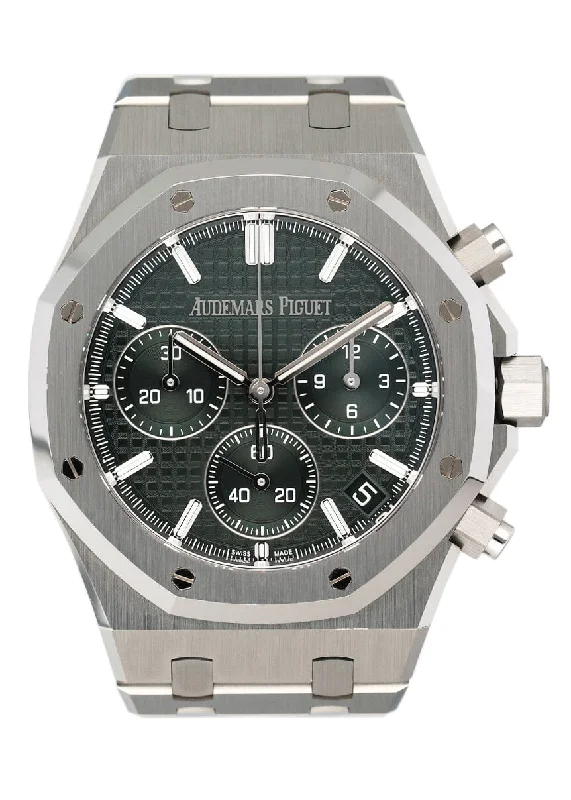 Men's Audemars Piguet Tonneau Case Style Watches-Audemars Piguet Royal Oak 26240ST Green Dial Mens Watch Box Papers