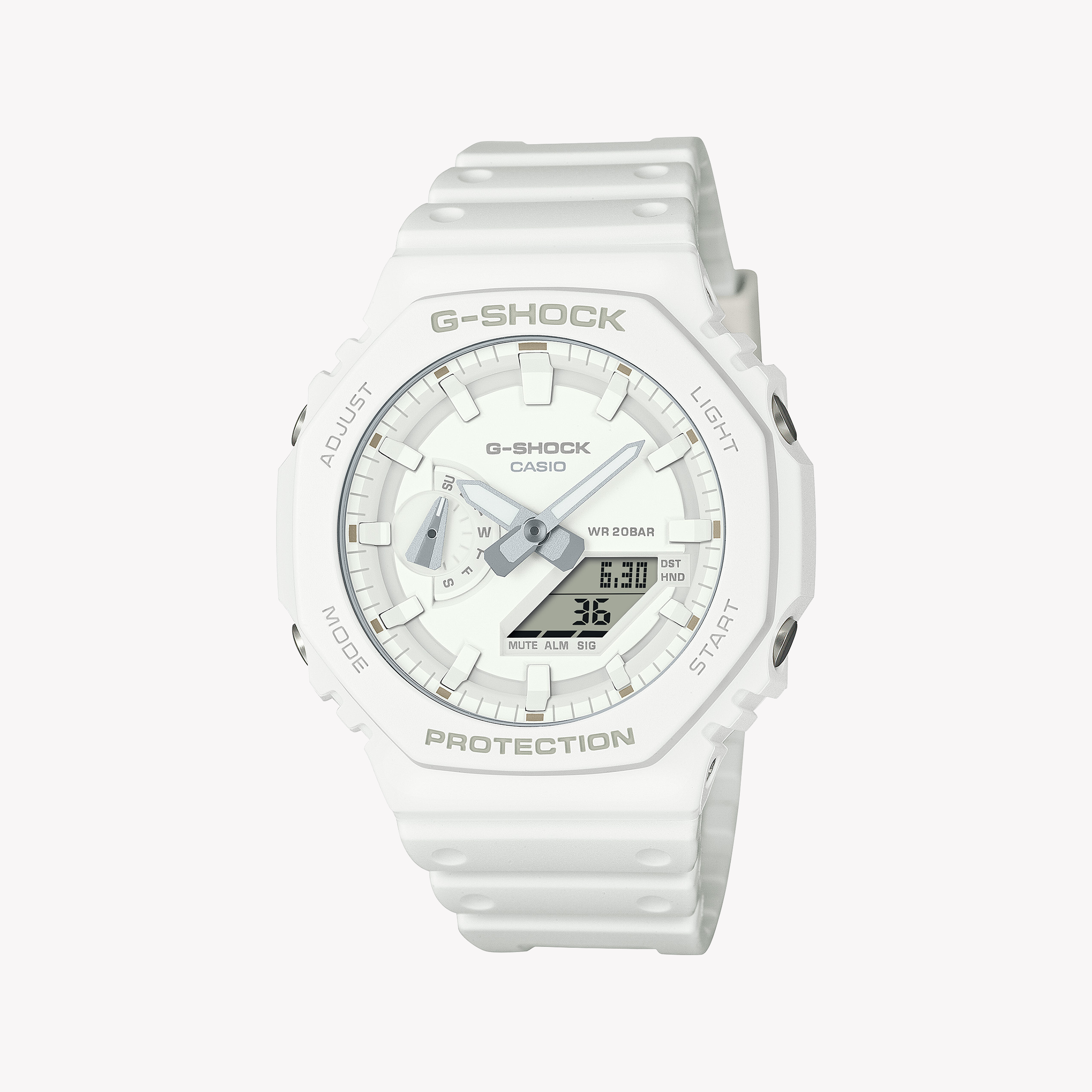Men's Digital Watches for Retro Charm-G-SHOCK Men's White Resin Watch, Dual LED Light | GA-2100-7A7DR