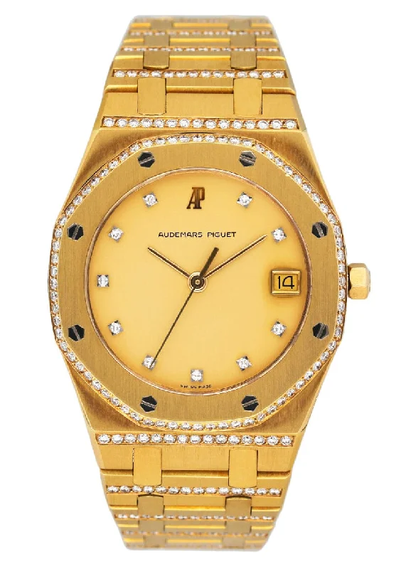 Men's Audemars Piguet Limited Edition Watches-Audemars Piguet Royal Oak Diamond Champagne Dial 18K Yellow Gold Mens Watch
