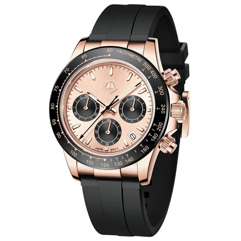 Men's Chronograph Watches with Countdown Timer-Chronograph Watch | Rubber Band | 8389M