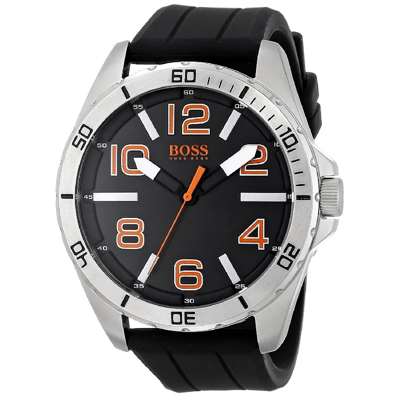 Men's Chronograph Watches for Fitness Tracking-Hugo Boss Men's 1512943 Orange Black Silicone Watch