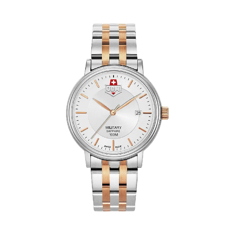 Men's Military Watches for Cultural Workshops-JDM Military Kilo Men's Silver Dial Watch JDM-WG004-02 – Swiss Made, 40mm, Sapphire Crystal, 10 ATM Water Resistance, Date Function