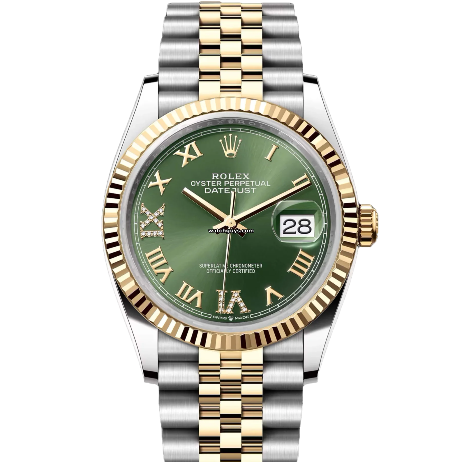 Women's Rolex Minimalist Design Watches-Rolex Datejust 126233 Green Roman Jubilee