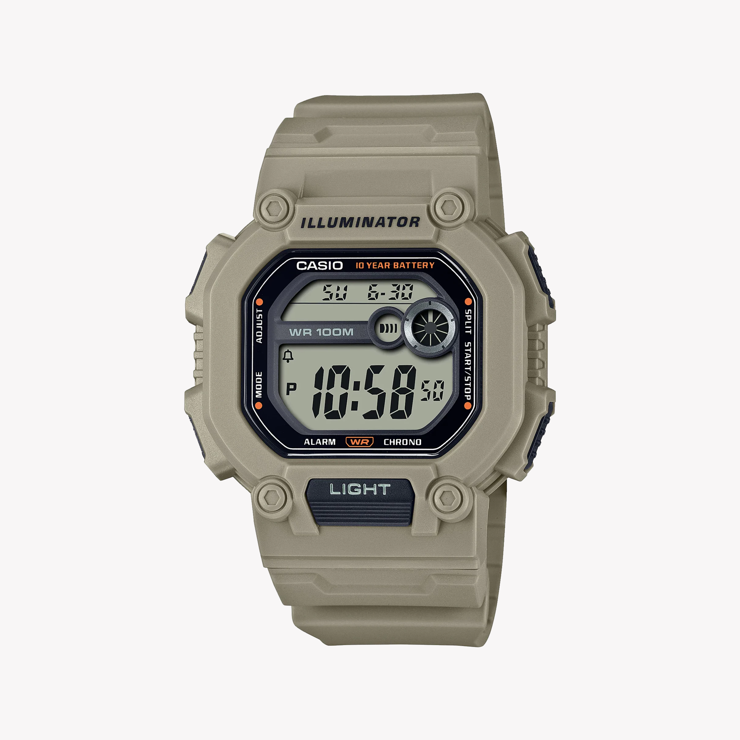 Men's Digital Watches with Heart Rate Monitoring-Casio Men's Gray Resin Watch, Digital Display | W-737HX-5AVDF