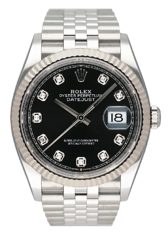Top waterproof Rolex men's watches for diving enthusiasts -Rolex Datejust 126234 Diamond Black Dial Mens Watch Box Papers