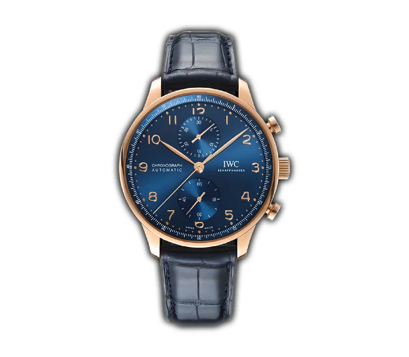 Men's Pilot Watches with Durable Construction-41mm Chronograph 18k Rose Gold Blue Dial