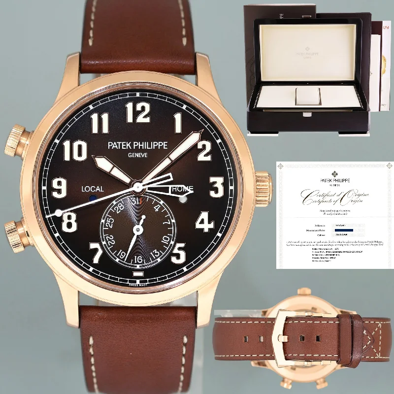 Patek Philippe European Made Style Watches for Women-2022 PAPERS 5524R Patek Philippe Travel Time Leather Rose Gold Travel Time Watch Box