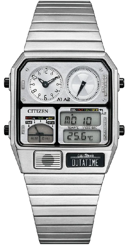 Women's Pilot Watches with Classic Design-Citizen Retro Analog-Digital X Universal RECORD LABEL ANA-DIGI TEMP "Back To The Future" Limited Edition JG2136-65A