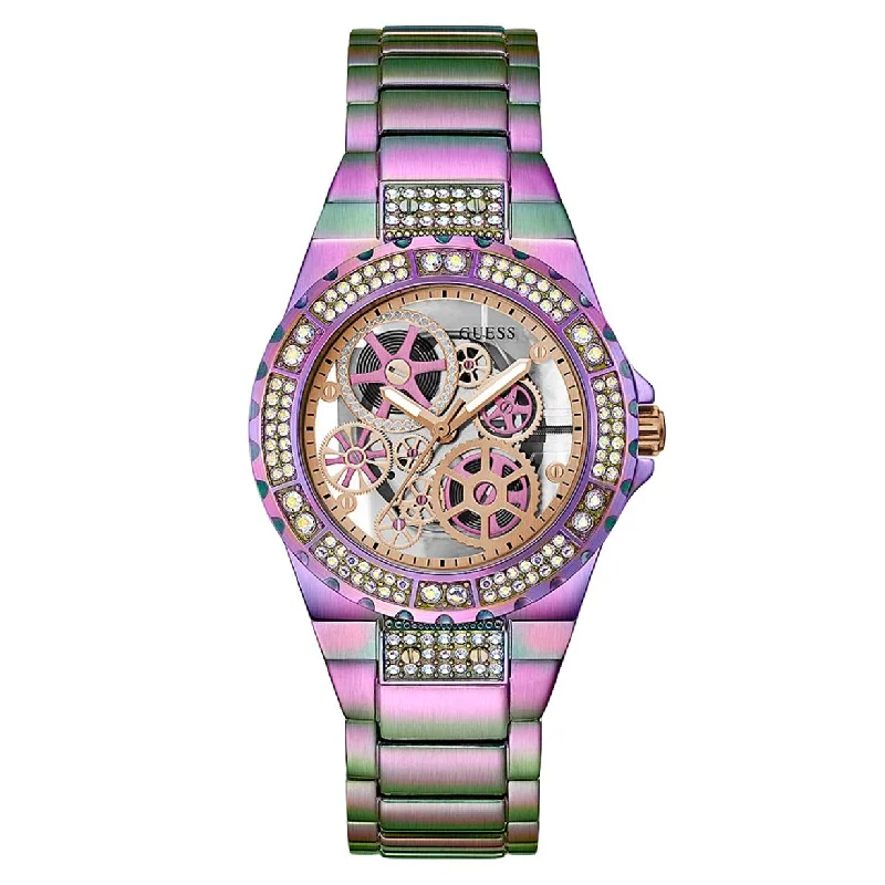 Women's Pilot Watches for Mountain Climbing-Guess Reveal Rose Gold Dial Women 44mm