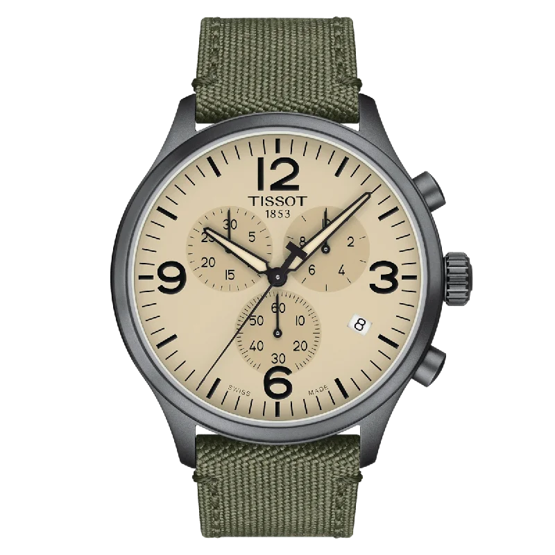 Women's Heritage Watches for Weather Monitoring-Tissot T-Sport Beige Dial Men 45mm