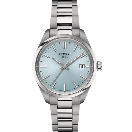 Women's Heritage Watches with Countdown Timer-Tissot T-Classic Ice Blue Dial Women 34mm T1502101135100
