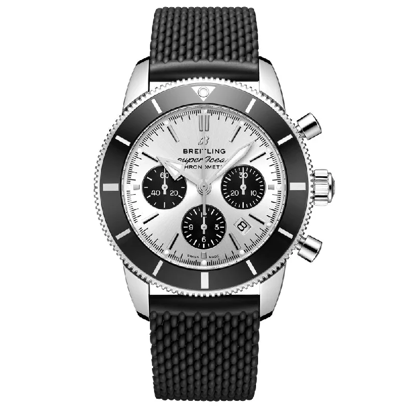 Women's Chronograph Watches with Swiss Made Quality-Breitling Superocean Heritage B01 Chronograph 44mm Silver Dial Automatic Gents Watch AB0162121G1S1