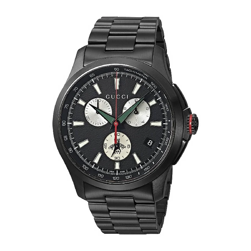Men's Chronograph Watches for Military Personnel-Gucci Men's YA126268 G-Timeless Black Stainless Steel Watch