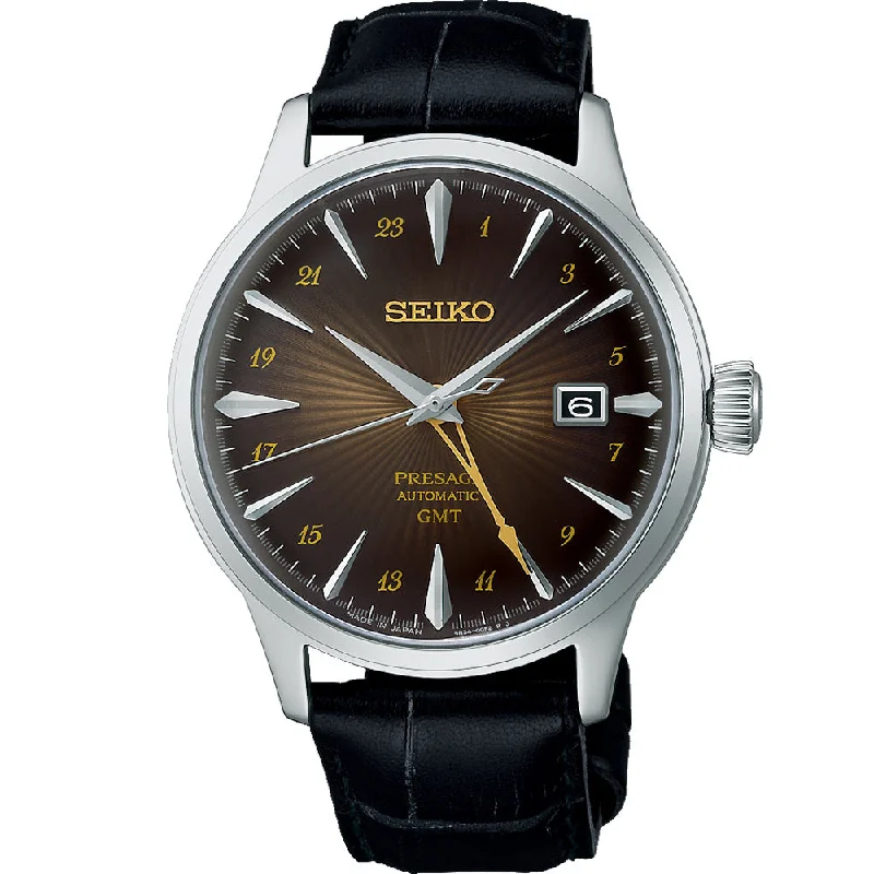 Men's Seiko Eco-Drive Watches-Seiko Presage SSK039J Cocktail Time GMT