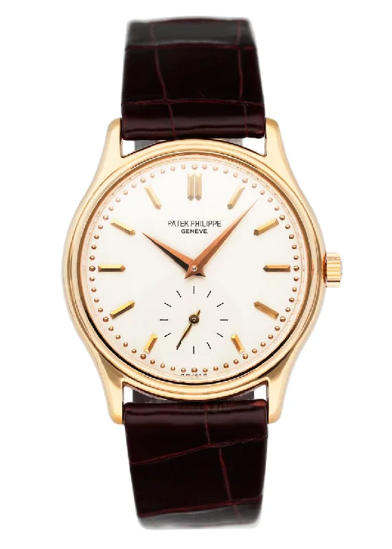 Men's Patek Philippe Watches for Law Enforcement-Patek Philippe Calatrava 3923 Silver Dial 18K Rose Gold Mens Watch Box Papers