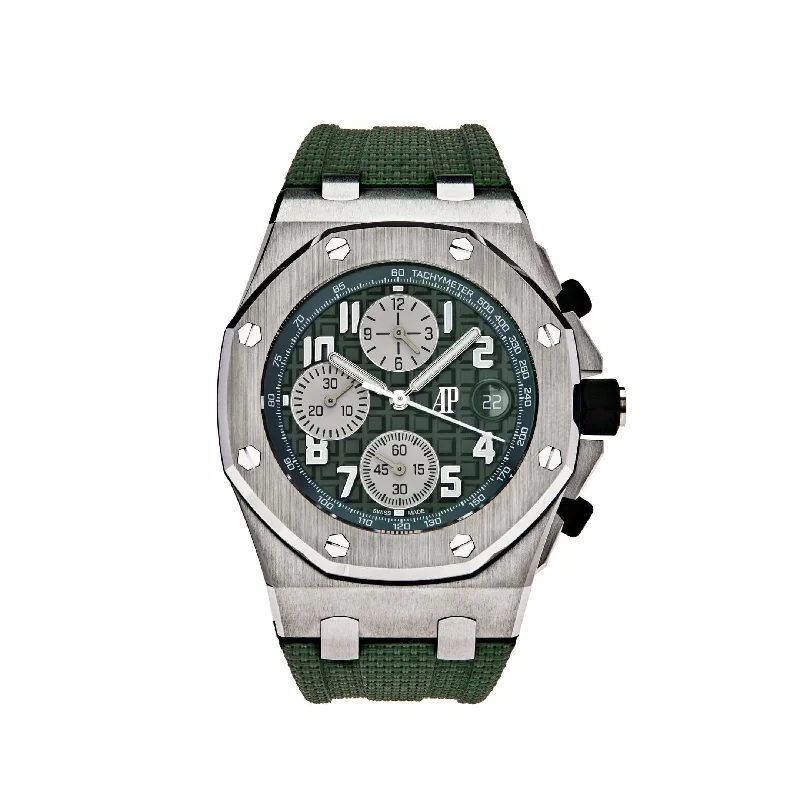 Men's Audemars Piguet Unique Shape Style Watches-Audemars Piguet Royal Oak Offshore 26238TI.OO.A056CA.01 Chronograph Titanium Green Dial