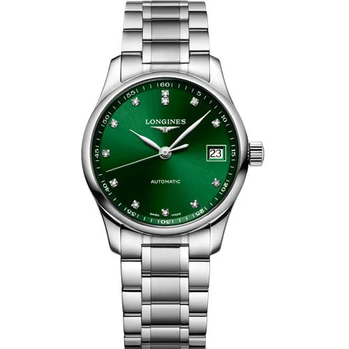 Women's Aviation Watches with Chronograph-Longines Master Collection Green Dial Women 34mm