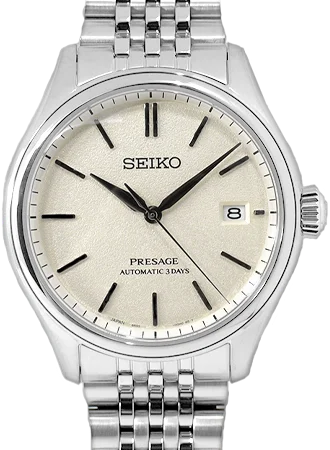 Men's Seiko Minimalist Style Watches-Presage Classic Series Cream Ref. SARX121
