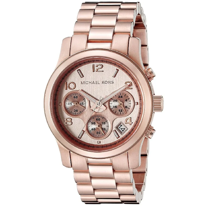 Women's Chronograph Watches with Compass Calibration-Michael Kors Women's MK5128 Runway Chronograph Rose-Tone Stainless Steel Watch