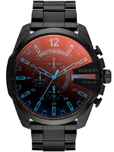 Men's Chronograph Watches with Limited Edition-Diesel Mega Chief Black Ion-Plated Stainless Steel Men'S Watch