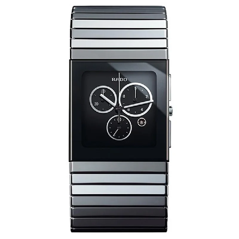 Men's Chronograph Watches with Compass Calibration-Rado Men's R21824152 Ceramica Chronograph Black Ceramic Watch