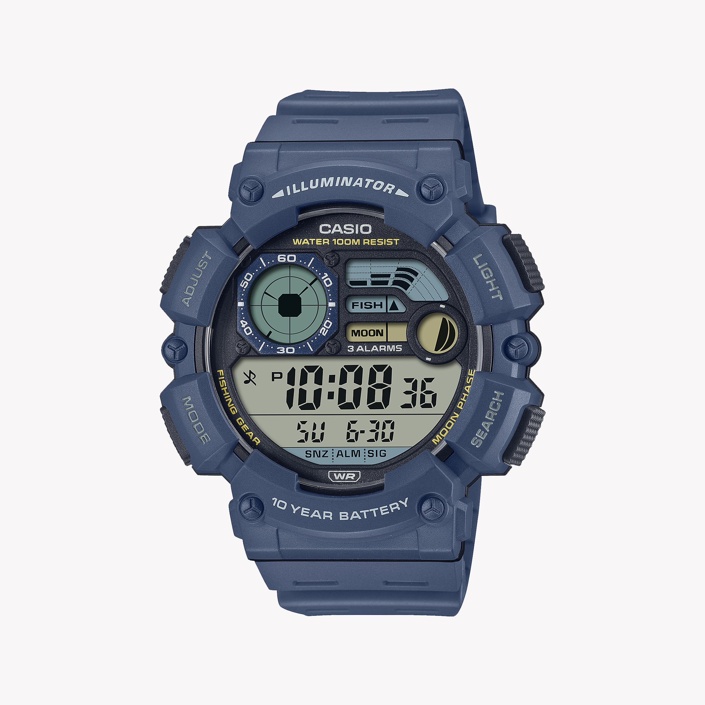 Men's Digital Watches with Laser Engraving-Casio Men's Blue Resin Watch, 100m Water Resistant | WS-1500H-2AVDF