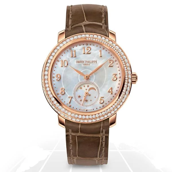 Men's Patek Philippe Watches with Altimeter Calibration-Patek Philippe	Complications Diamond Ribbon Joaillerie Moon Phase	4968R-001