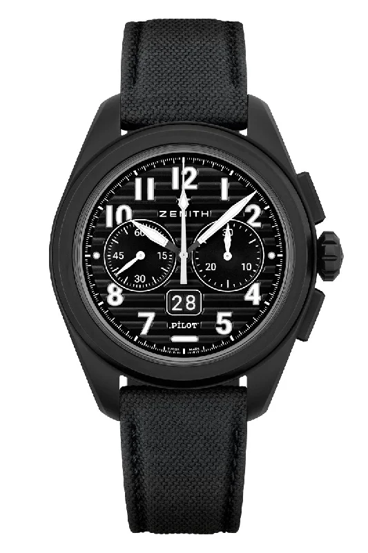 Men's Tonneau Case Design Dress Watches for Art Deco Style-Zenith Pilot Big Date Flyback Ceramic 49.4000.3652/21.I001