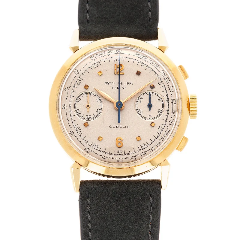 Men's Patek Philippe Watches for Law Enforcement-Patek Philippe Yellow Gold Chronograph Ref. 1579 Retailed by Gubelin in Extraordinary Condition