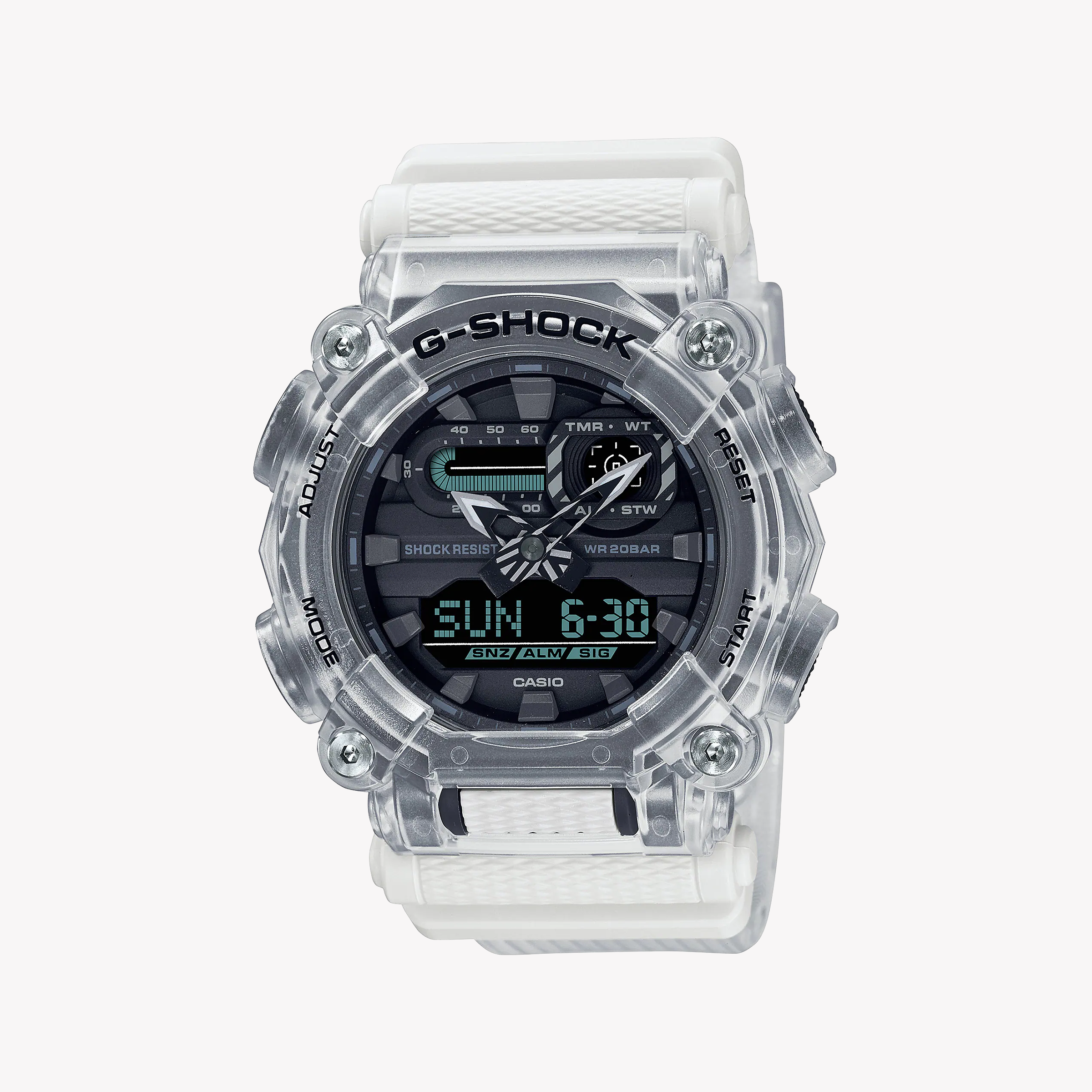 Men's Digital Watches for Workouts-G-SHOCK Men's White Resin Watch, Digital Dial | GA-900SKL-7ADR