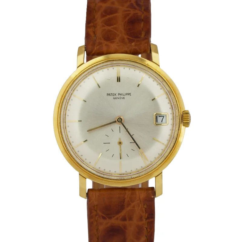 Patek Philippe Vintage Design Watches for Women-VINTAGE Patek Philippe Calatrava 36mm Silver AUTOMATIC 18K Yellow Gold 3445