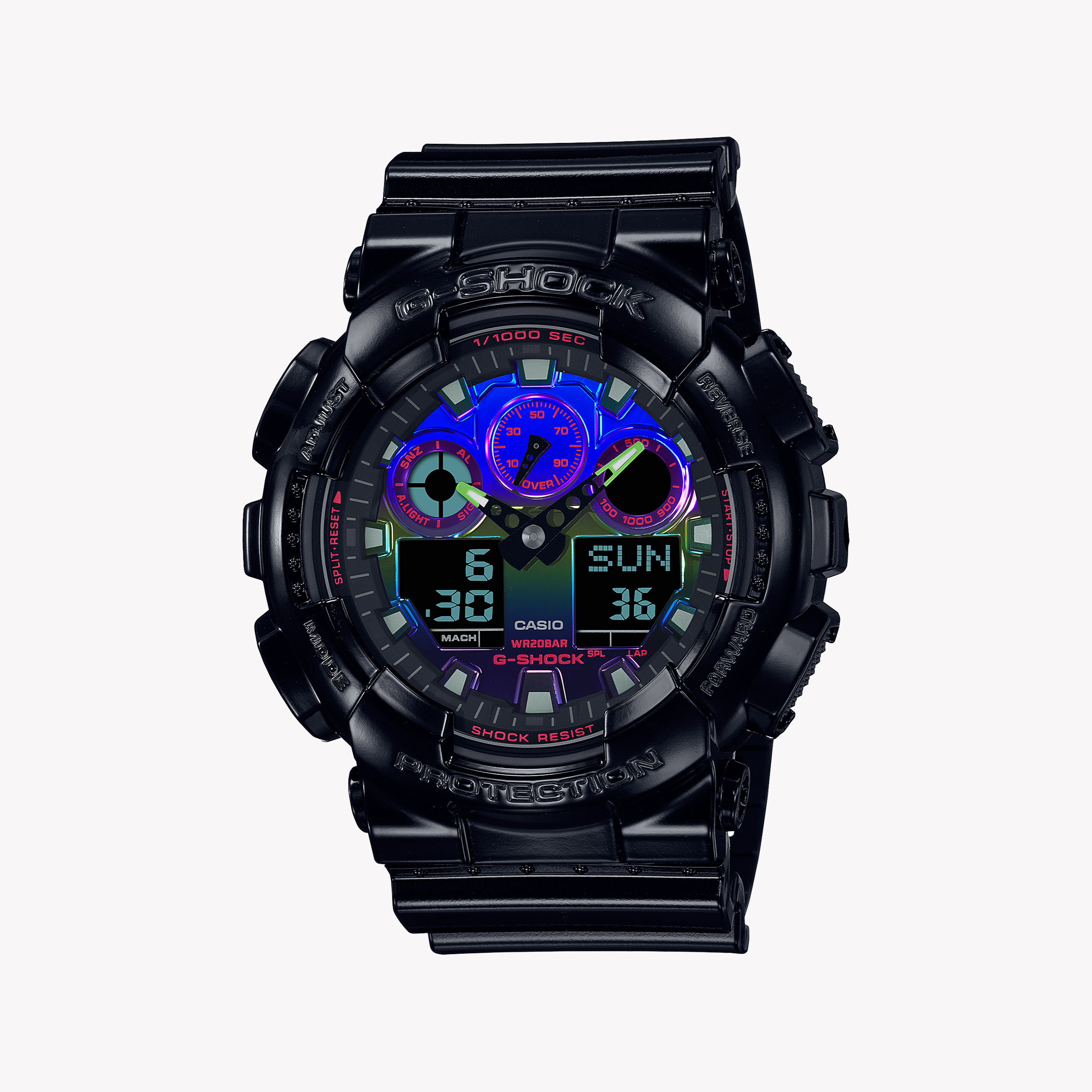 Men's Digital Watches for Fitness Tracking-G-SHOCK Men's Black Resin Watch, Digital Dial | GA-100RGB-1ADR