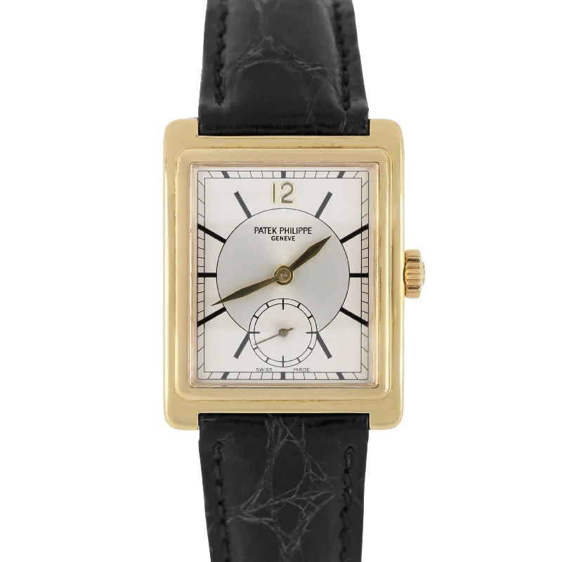 Patek Philippe American Made Style Watches for Women-Patek Philippe Gondolo 18k Yellow Gold Silver 26mmX33m Manual 5010 Watch