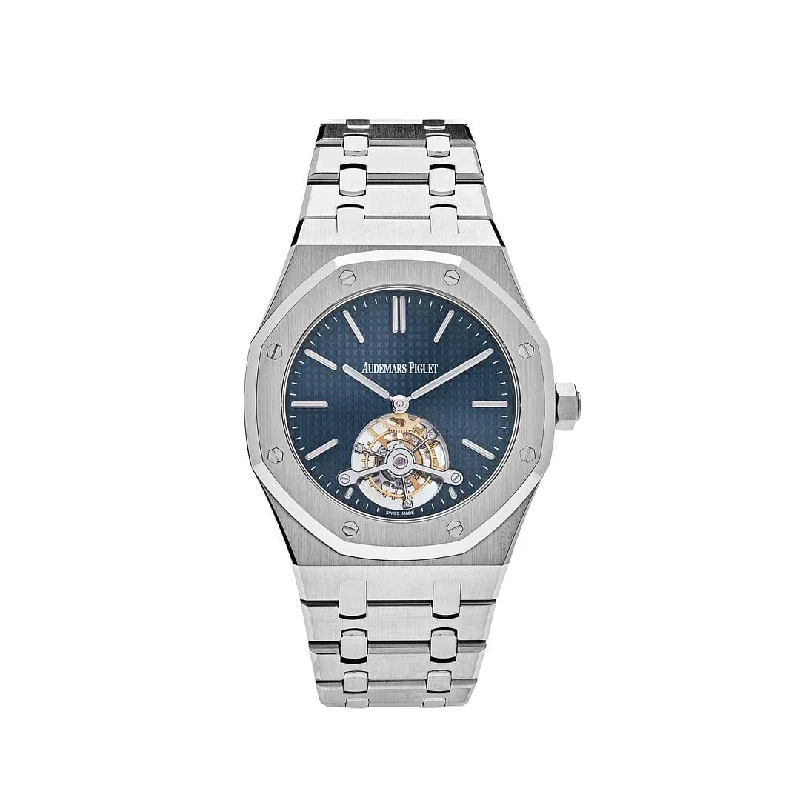 Men's Audemars Piguet Extra Large Watches-Audemars Piguet Royal Oak 26510ST.OO.1220ST.01 Tourbillon Extra-Thin Steel Blue Dial