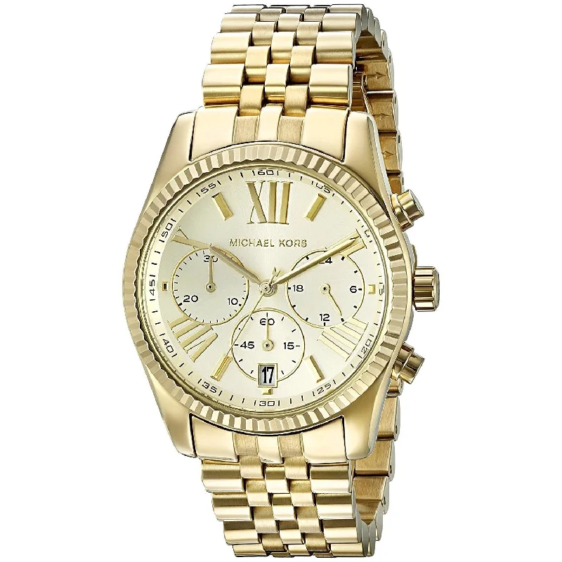 Women's Chronograph Watches with Thermometer Function-Michael Kors Women's MK5556 Lexington Chronograph Gold-tone Stainless Steel Watch