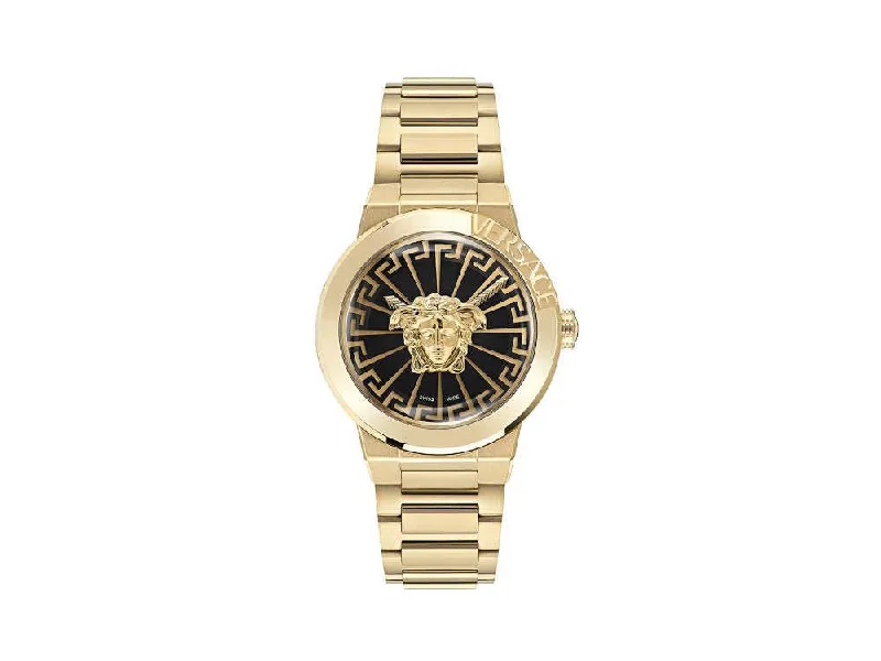 Men's Quartz Watches for Timeless Style-Versace Medusa Infinite Quartz Watch, PVD Gold, Black, 38 mm, VE3F00522