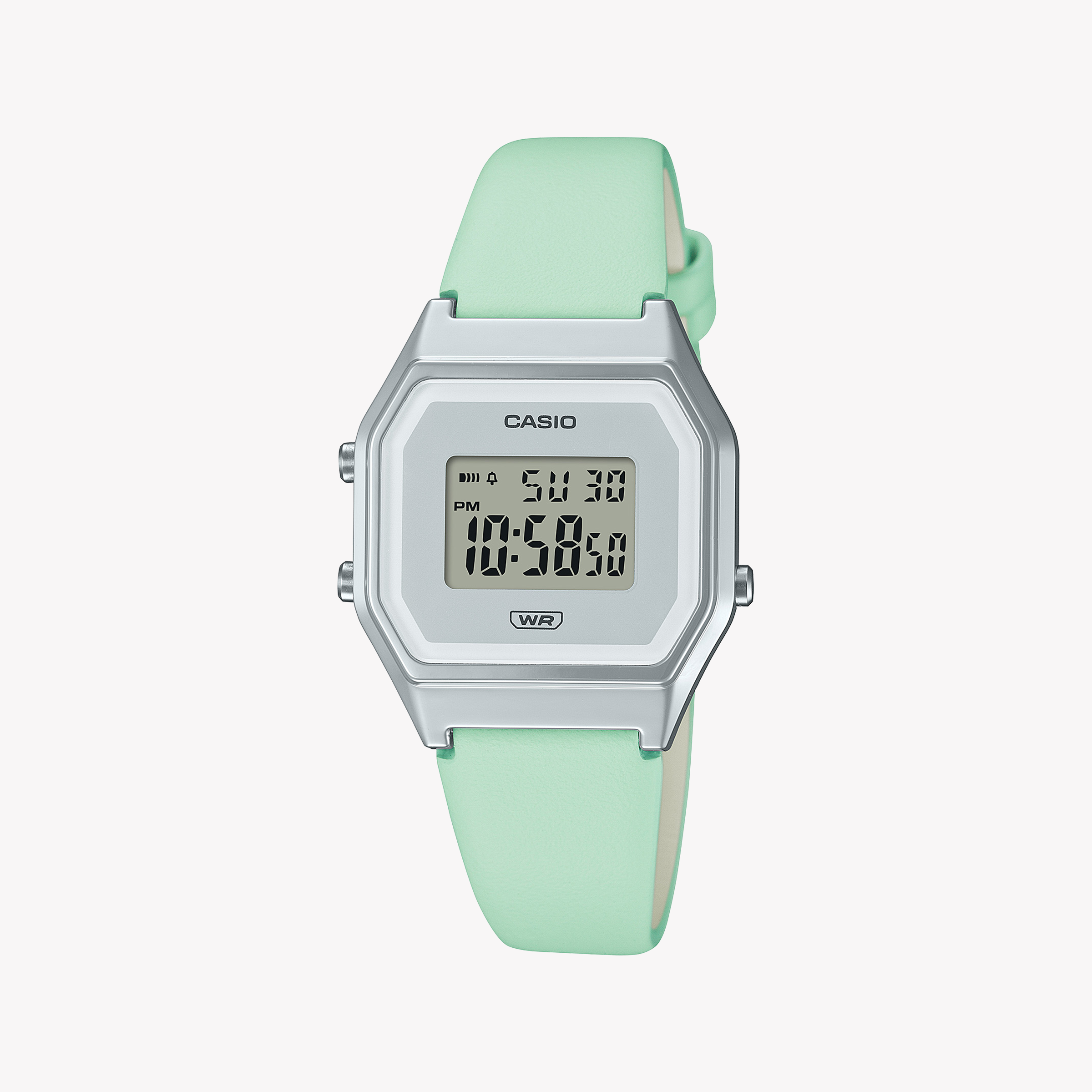 Men's Digital Watches with Aviation Theme-Casio Men's Silver Watch, Blue Leather Band | LA680WEL-3DF