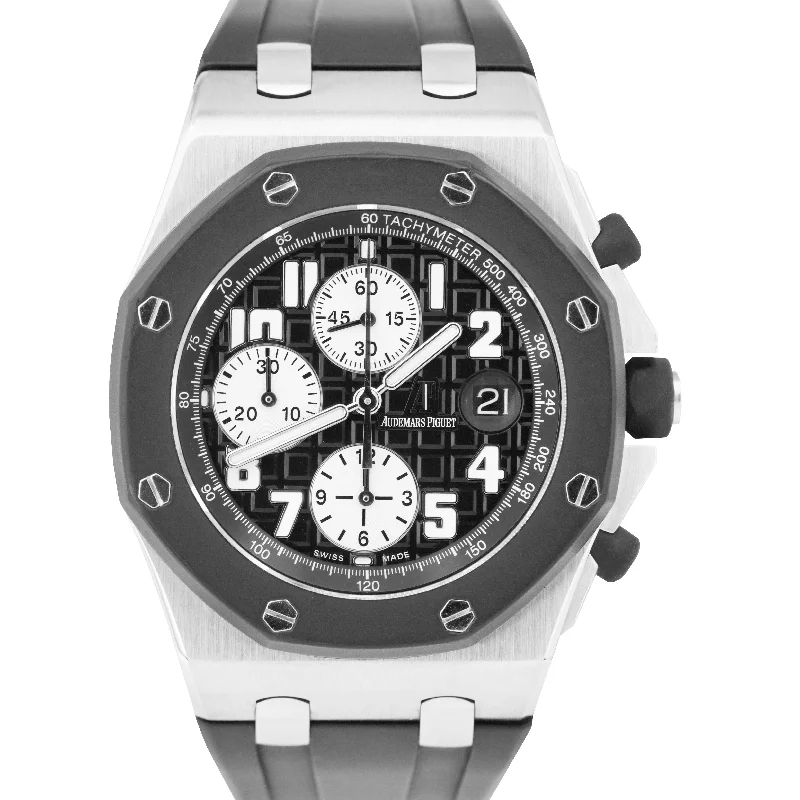 Audemars Piguet Classic Style Watches for Women-Audemars Piguet Royal Oak Offshore 42mm Rubberclad Silver Black 25940SK Watch