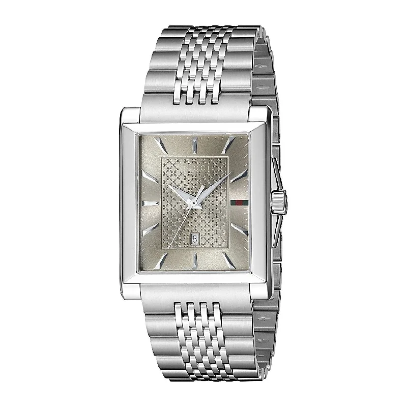 Men's Chronograph Watches with Laser Engraving-Gucci Men's YA138402 G-Timeless Stainless Steel Watch