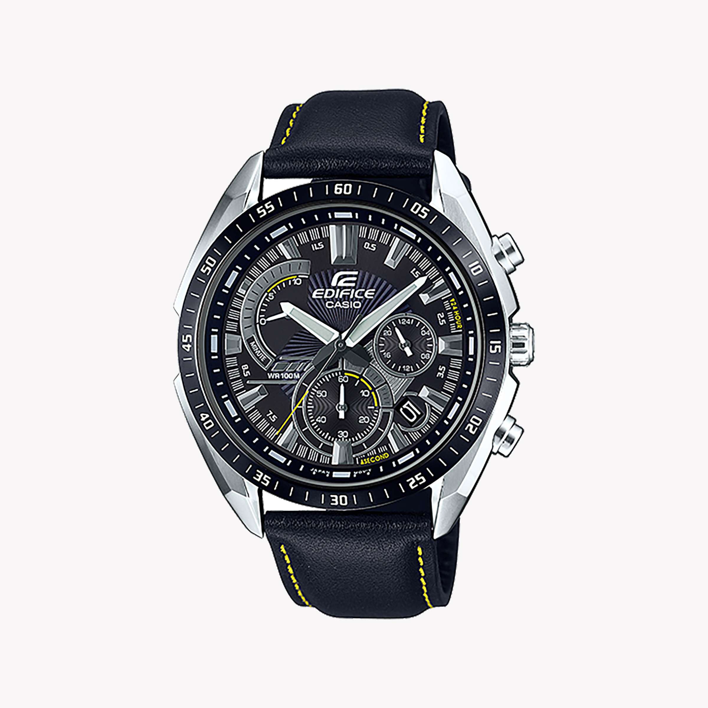 Men's Digital Watches for Navigation Instruments-EDIFICE EFR-570BL-1AVUDF - BOLD ADVENTURE SERIES Men's Watch with Silver Case and Black Leather Band