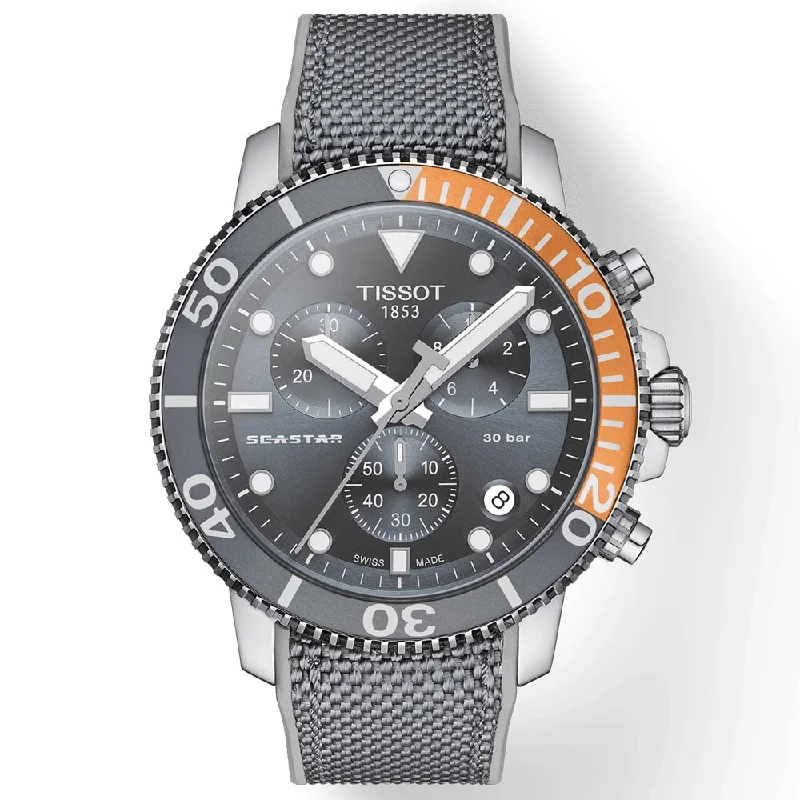 Women's Chronograph Watches with Day Date Complication-Tissot Seastar 1000 Chronograph 45.5mm Black Dial Gents Quartz Watch T1204171708101